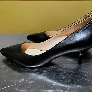 NWT! Nine West 'Nydia' Black Leather Kitten Heels 8.5